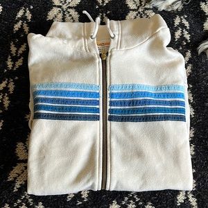 Aviator Nation hoodie 5 stripe cream blue stripes M